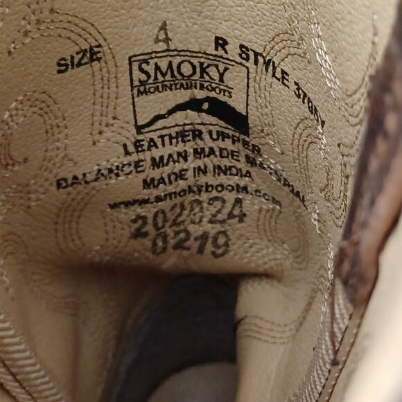 SMOKY MOUNTAIN BOOTS Kids' Unisex Scout 3705 Square Toe Leather Boots Size 4 - Picture 6 of 7